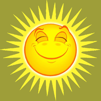 Zadowolone słońce kręci się na prawo i lewo